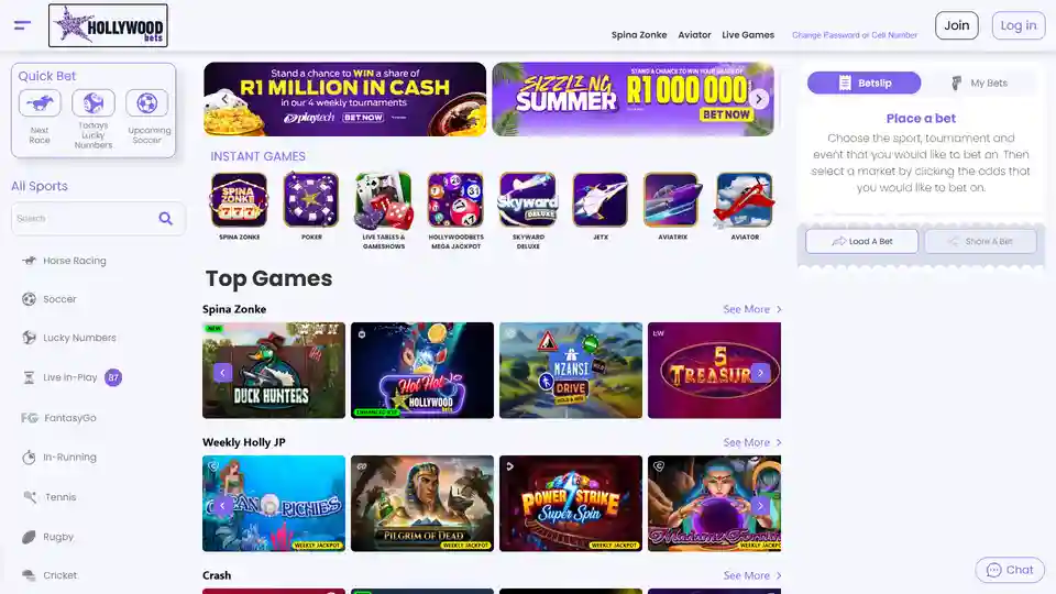 Hollywoodbets main page